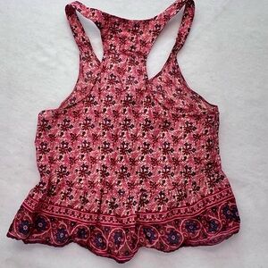 American Eagle VTG Tank Top Womens‎ M Tie Frt Floral  Peplum Boho Fairy Cottage